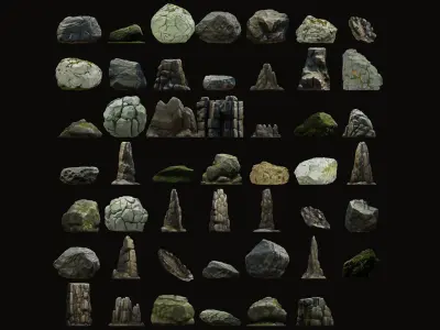Rocks and Stones Pack Low-poly 3D model