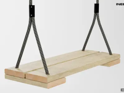 Swings seat with hanging ropes 3D model