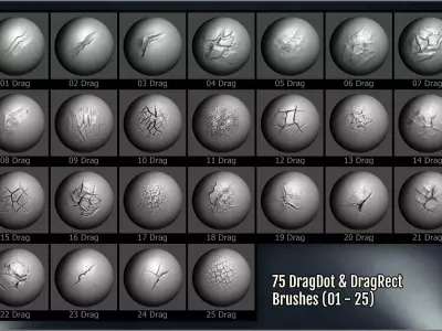 Peeling and Chipped Maker 300 ZBrush brushes and 75 alphas Texture