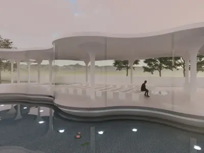 Modern Church House Low-poly 3D model