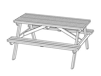 Oak Picnic Bench 3D model