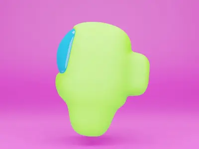 3D render Game Among Us light green body 3D model
