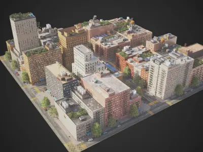 Realistic City District A6-A15 MAYA Low-poly 3D model