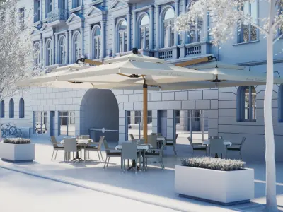 Outdoor restaurant tables 3D model