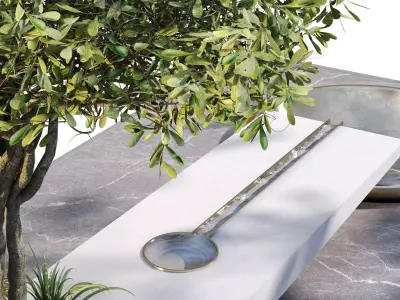 Landscape Fountain and tree in box  676 3D model
