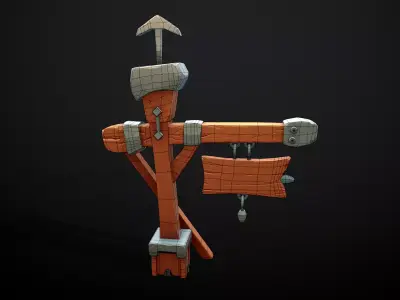 Stylized Wood Sign Low-poly 3D model