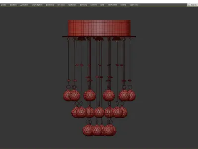 Modern Chandelier Rain Drop Crystal Ball Ceiling Lamp Low-poly 3D model