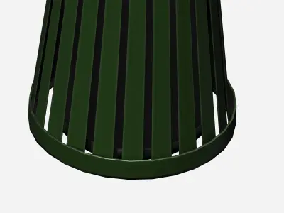 Green circular cage type trash can with tap cover Low-poly 3D model