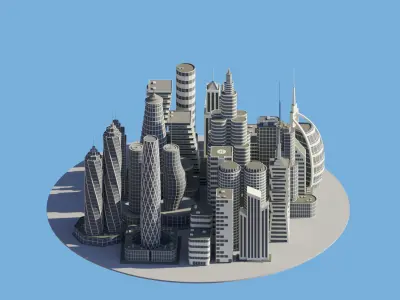 Cartoon Buildings Low-poly 3D model get