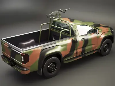 Generic Military Tactical Pickup with Machine Gun Low-poly 3D model