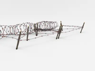 Low Poly Barb Wire Obstacle Low-poly 3D model