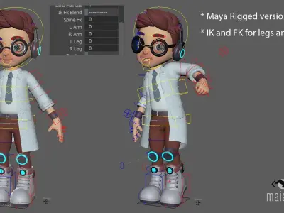 Sci-fi Scientist - Maya and Unity ready Low-poly 3D model
