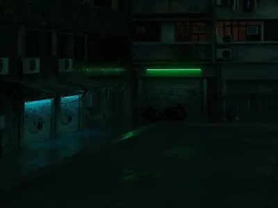 Cyberpunk back streets Low-poly 3D model