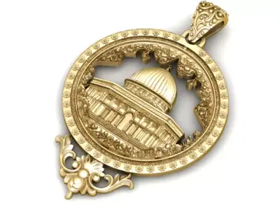 Medallion Pendant Classical Architectural Gold Jewelry  3D print model