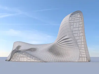 Futuristic building 3D model 2