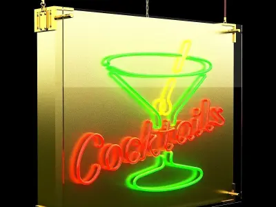 Chinese neon light Low-poly 3D model