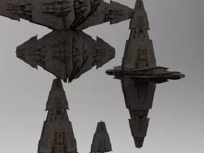 Sci-Fi City dystopia Mega city colony Pyramid Ship 4 ships 3D model