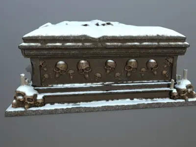 tomb 1 casket with snow Low-poly 3D model