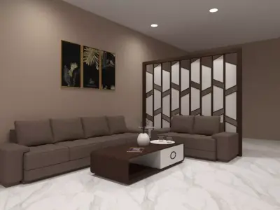 Partition room with glass door 3D print model