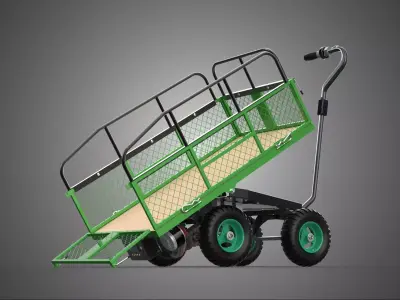 ELECTRIC TIPPING BED RAILS CRATE TRAY BASKET TROLLEY CART WAGON 3D model