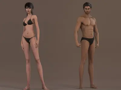 Male Female Base Rig Low-poly 3D model