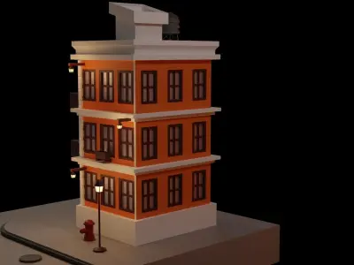 cartoon house Low-poly 3D model