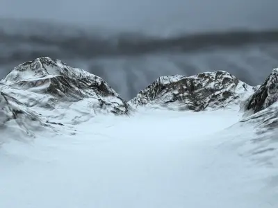 Snowy Mountain Terrain Low-poly 3D model