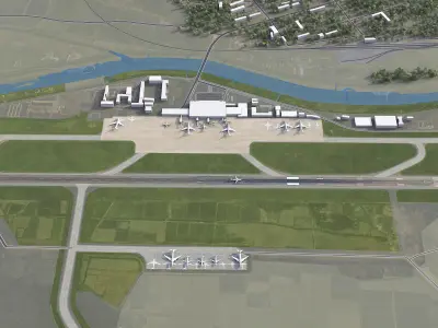 Pyongyang - Airport Low-poly 3D model