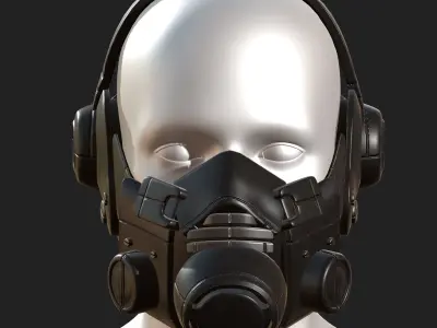 Gas mask black plastic protection isolated scifi  Low-poly 3D model