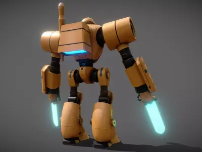 Low Poly Blade Robot Low-poly 3D model