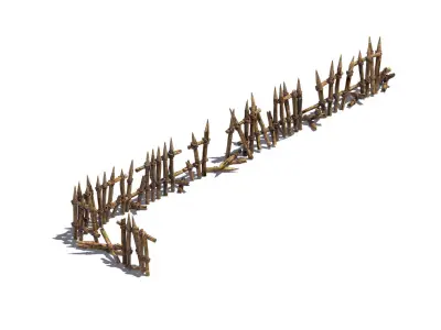 Broken - Wood Fence 01 3D model