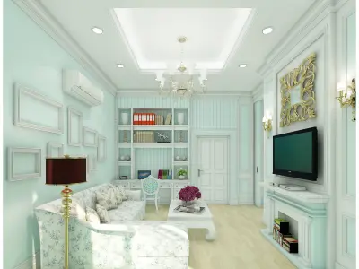 bedroom and living 3D model
