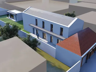 Modern 2 Floor House 23x6m on 46x10m Lot SketchUp Lumion 3D model