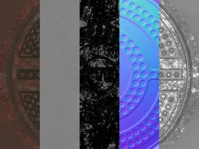 Russian sewer lid - 1 Low-poly 3D model