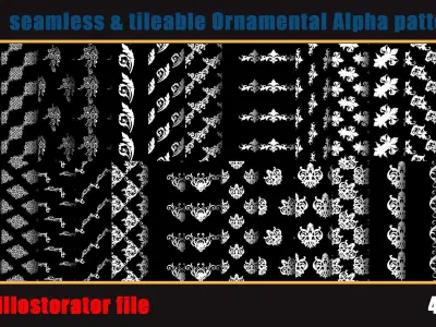 705 seamless and tileable Ornamental Alpha patterns 90 Ai file Texture