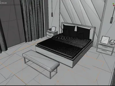 Modern European style bedroom 3D model