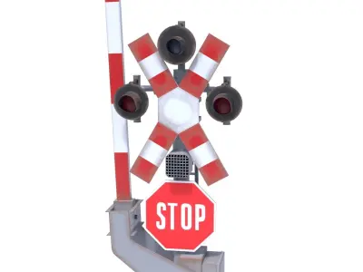 Rail Crossing Traffic Light Weathered 1 3D model