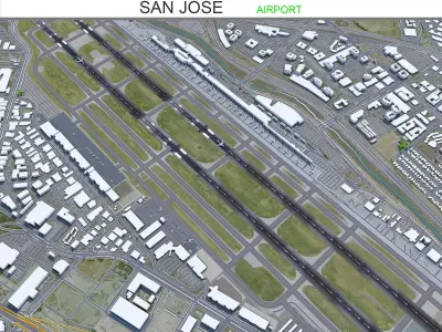 San Jose Airport 10km Low-poly 3D model