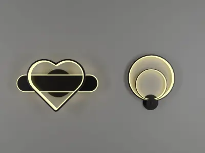Wall lamps of various shapes Low-poly 3D model