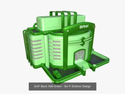 10 Sci Fi Buildings Collection F - Green - Exterior Design 3D Model Pack