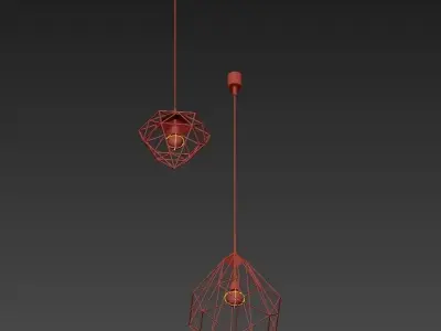 Slideshow two pendant lights with diamond shape 3D model