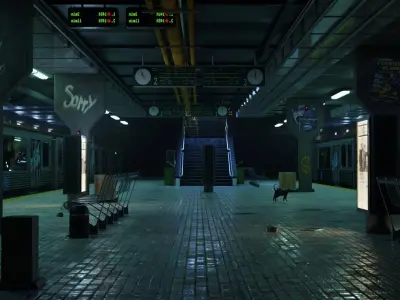 Subway Station Scene 3D Blend File Textured FBX OBJ MTL Files 3D model