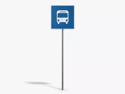 Bus Stop Sign Low-poly 3D model purchase