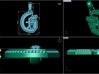 Tattoo fonts G alphabet pendent 3D print model