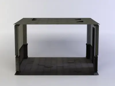 Corridor room with wood flooring and wallpaper Low-poly 3D model