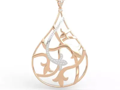 Exquisite Filigree Teardrop Pendant 3D print model