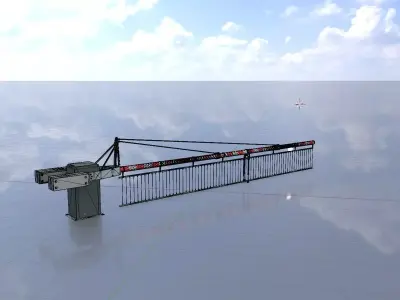 Railway Crossing Barrier 7 m with protective grid closed Low-poly 3D model