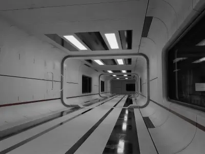 Sci-Fi corridor Low-poly 3D model order