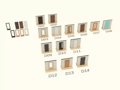 Door set with frame 3D model