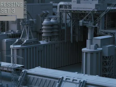 Scifi dressing kitbash set 3 Low-poly 3D model